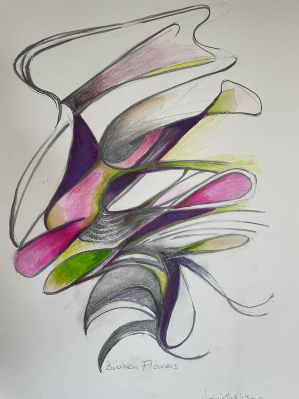 Exotic Flowers, abstract painting by Virginia Hadfield