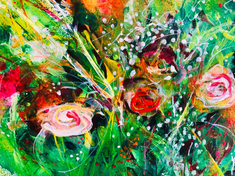 Roses, abstract painting by Virginia Hadfield