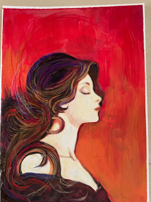 Profile in Red, portrait by Virginia Hadfield