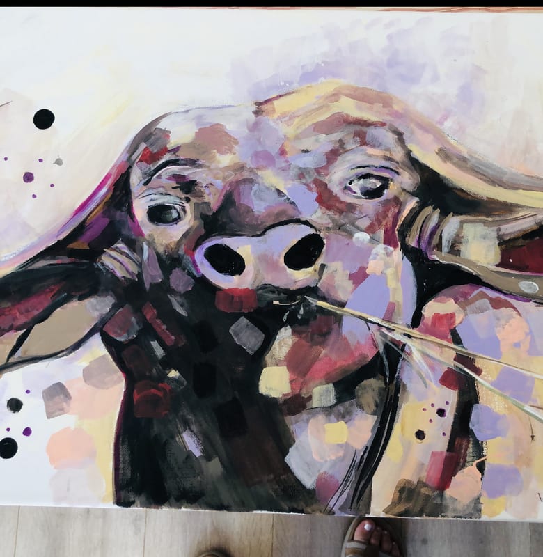 Buffalo, wildlife painting by Virginia Hadfield