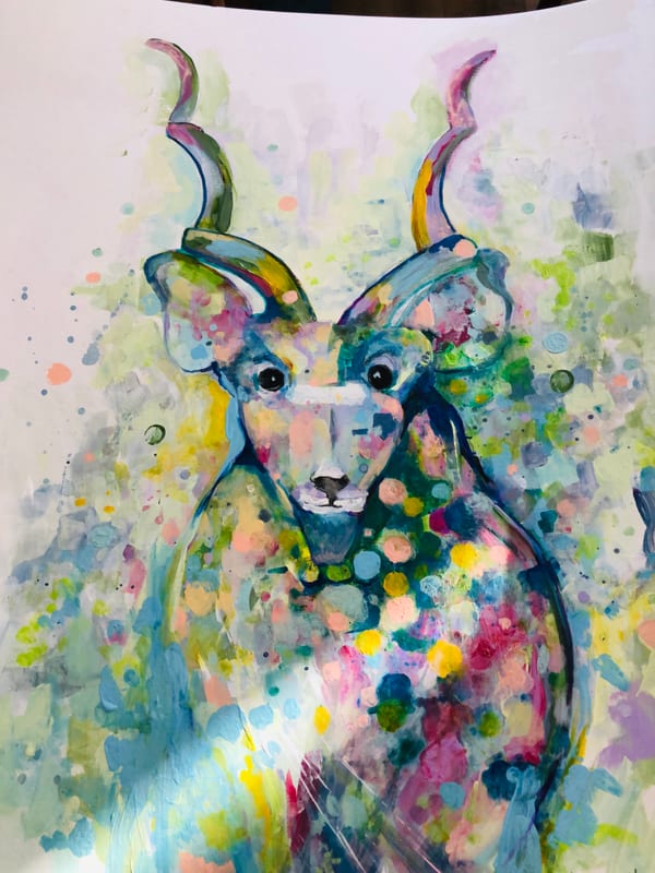Kudu in Colour, wildlife painting by Virginia Hadfield