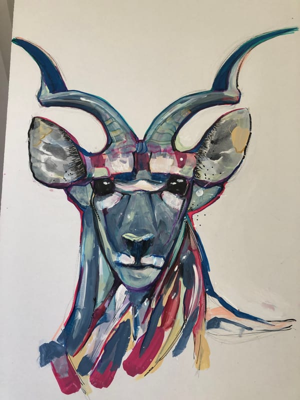 Kudu, wildlife painting by Virginia Hadfield
